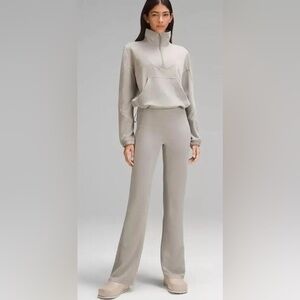 Lululemon Brushed Softstreme Ribbed Zip Flared Athletic Pants Riverstone